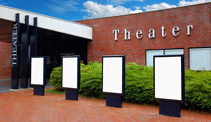 Modern and clean theater exterior