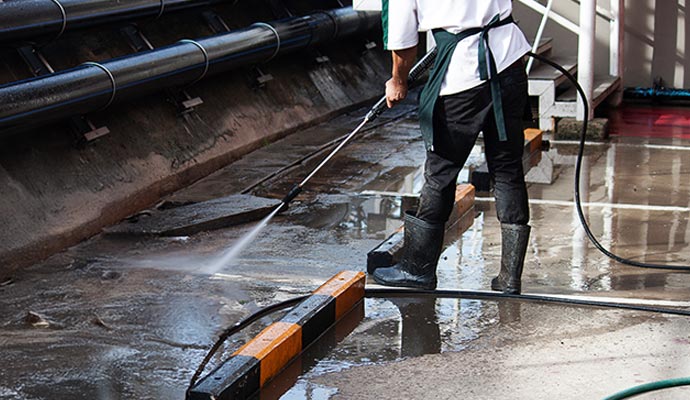 Parking lot pressure washing