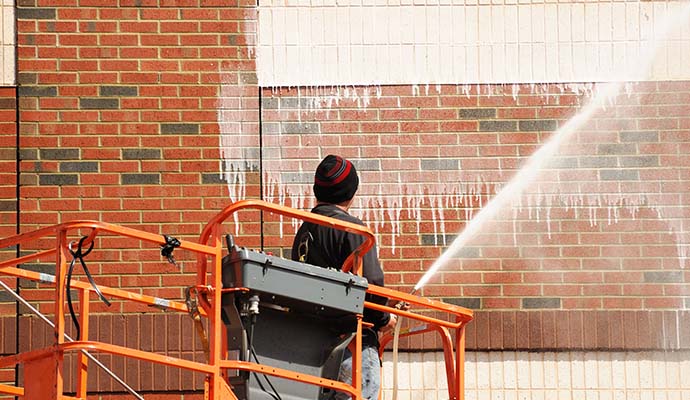 Professional pressure washing a day care center