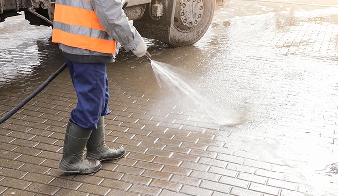 Sidewalk pressure washing