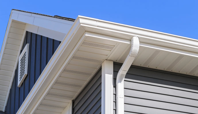 Installed gutter system in a house