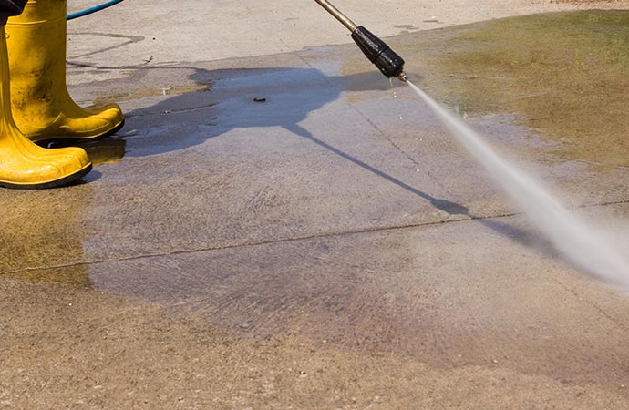 pressure washing in garage