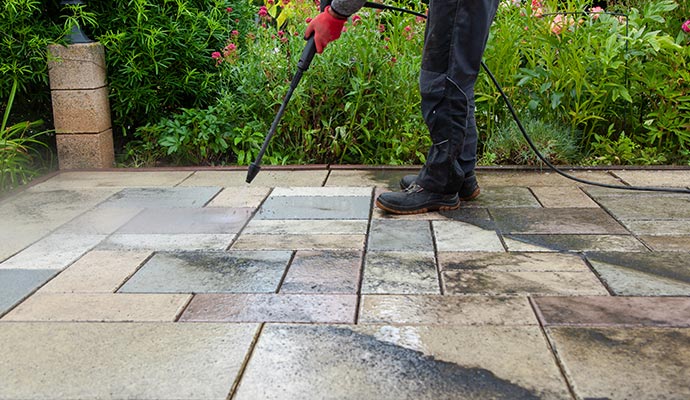 A clean concrete patio surface