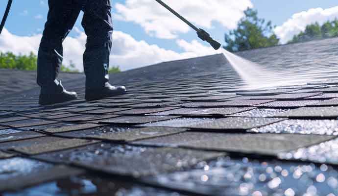 worker cleaning with high-pressure