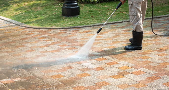 cleaning with pressure washing