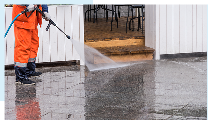 Efficient cleaning with a pressure washer for a spotless and well-maintained environment.