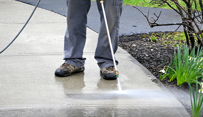 Sidewalk pressure washing