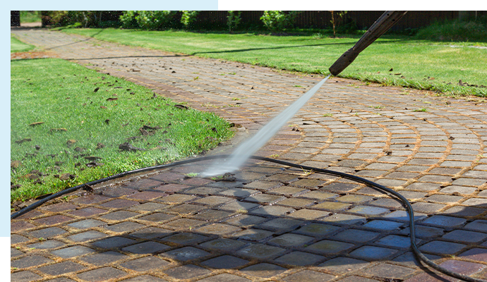 Clean sidewalk after pressure washing.